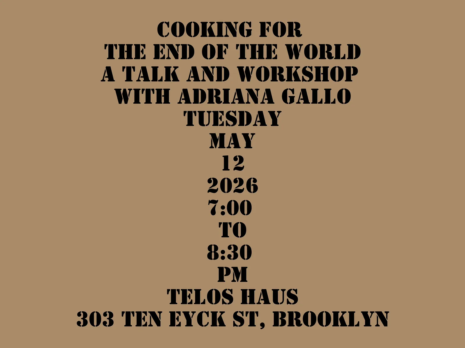 Cooking for the End of the World